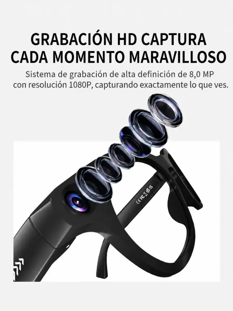 Gafas Inteligentes CY03 con Cámara IA, 8MP - 3
