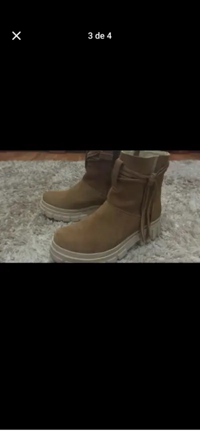 Botines de gamuza marrón con plataforma - miniatura 1