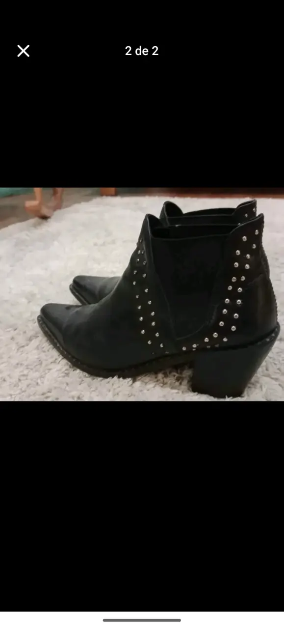 Botines de cuero negro con tachas - 2