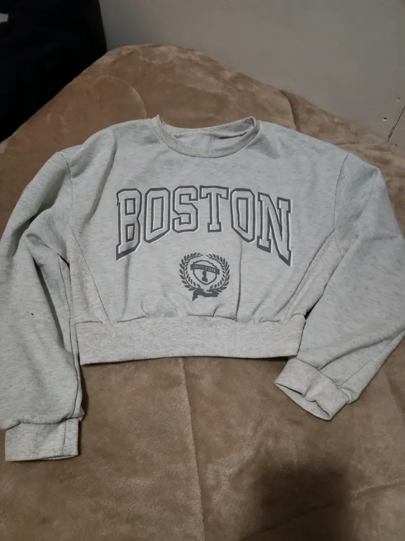 Polerón gris con estampado Boston