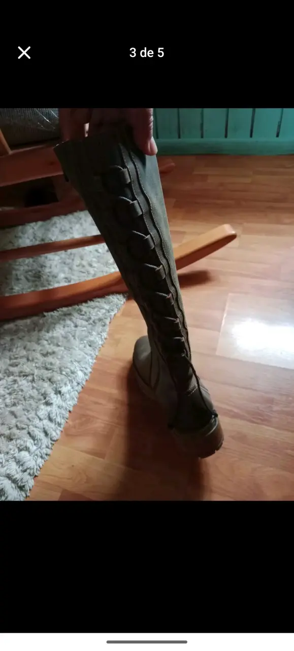 Botas largas de cuero marrón para mujer - 2