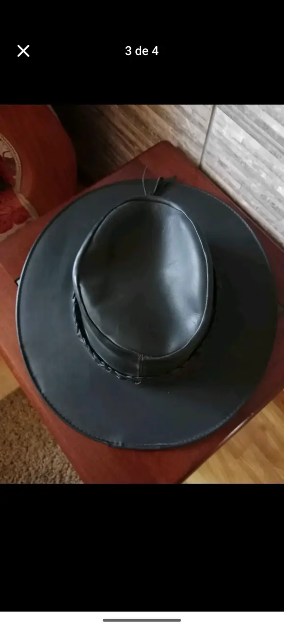 Sombrero vaquero de cuero negro - 2