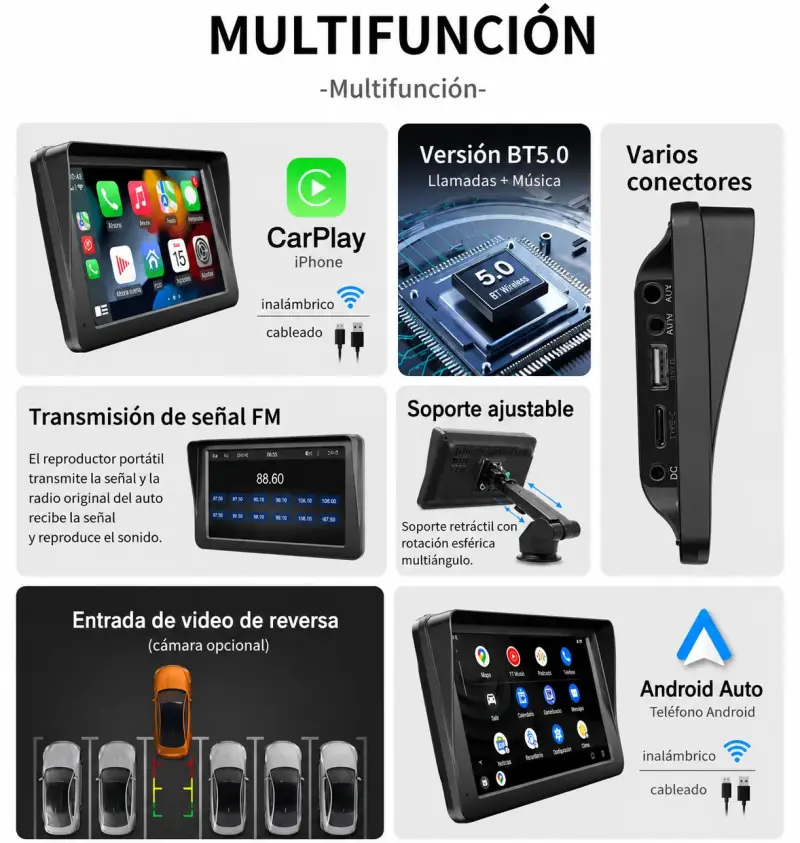 Pantalla CarPlay y Android Auto inalámbrica 7” - 6