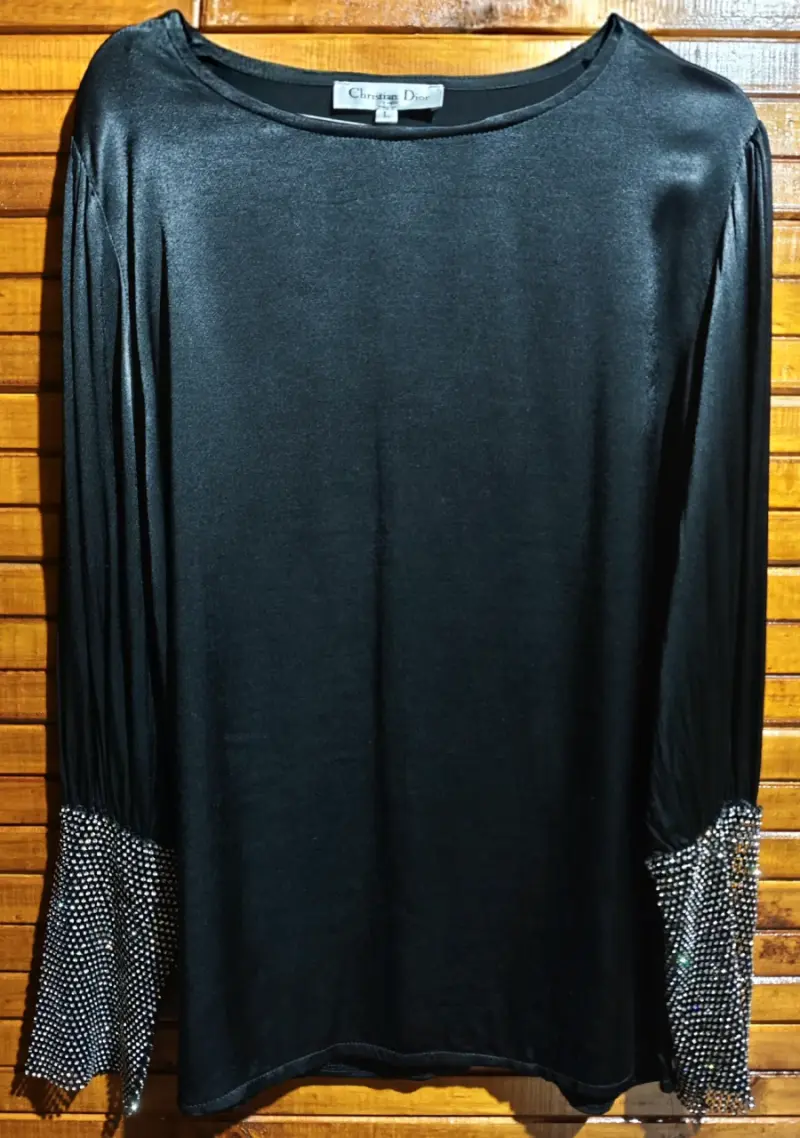Blusa negra elegante con detalles brillantes dior - 1