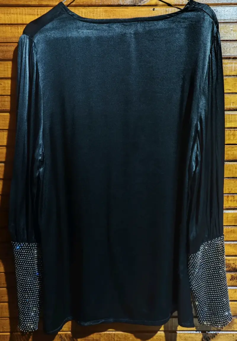 Blusa negra elegante con detalles brillantes dior - 2
