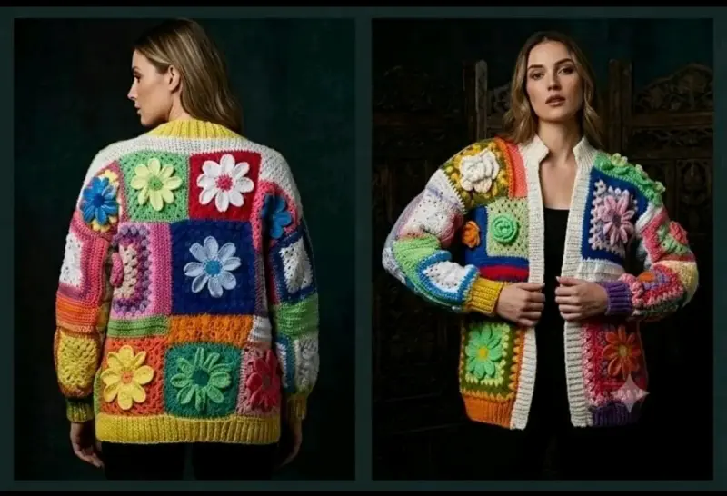 Chaleco multicolor hecho a mano - 3