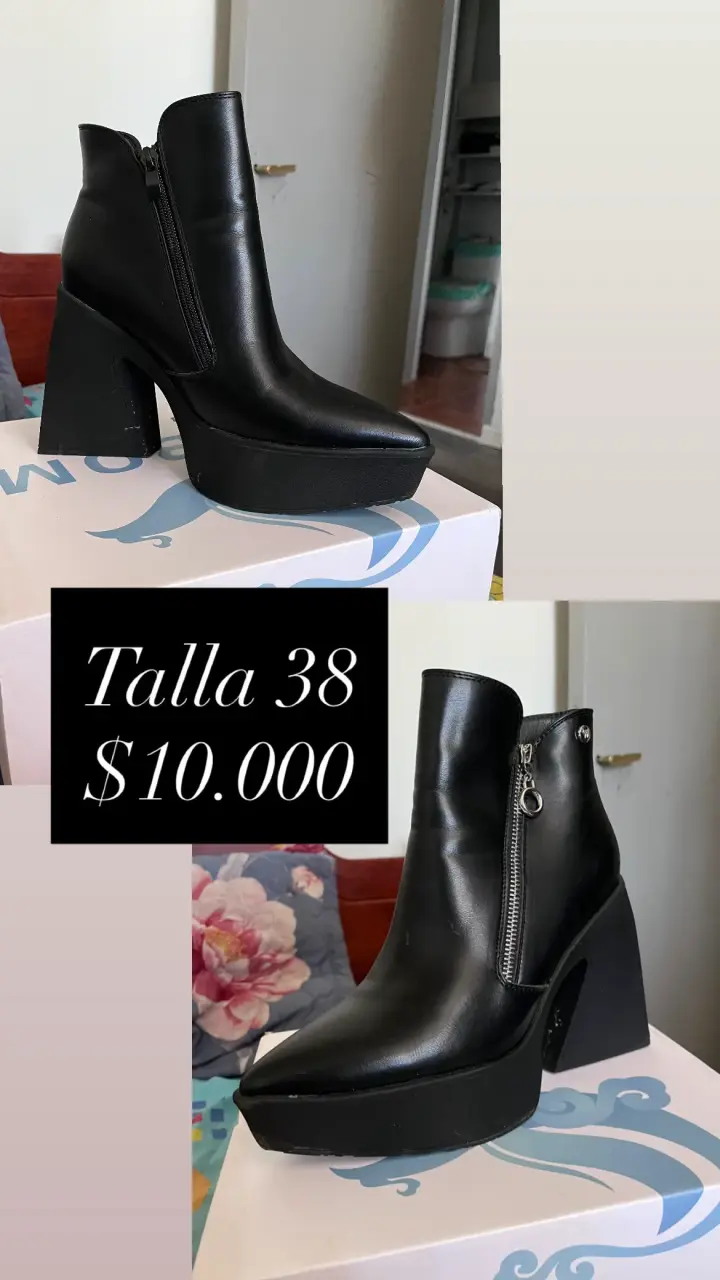 Botines negros de tacón alto talla 38