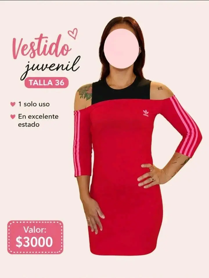 Vestido juvenil rojo talla 36 en excelente estado