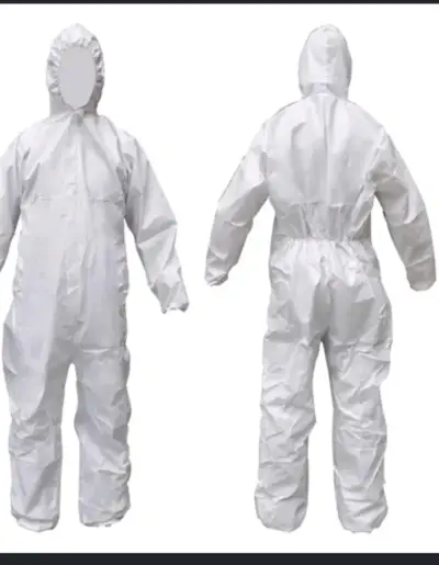Traje protector desechable blanco con capucha - miniatura 1