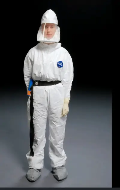 Traje protector desechable blanco con capucha - miniatura 5