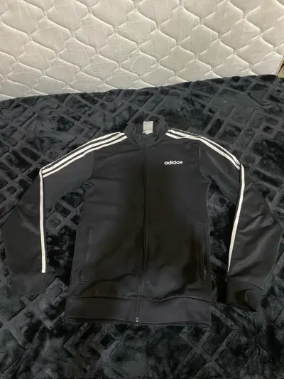 Chaqueta deportiva negra Adidas con rayas - miniatura 1