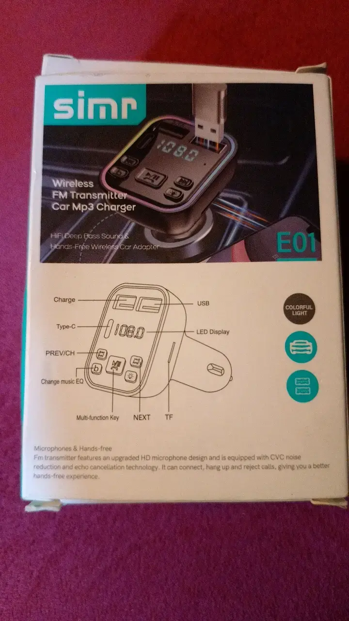 Transmisor FM Inalámbrico para Auto SIMR E01 - 2