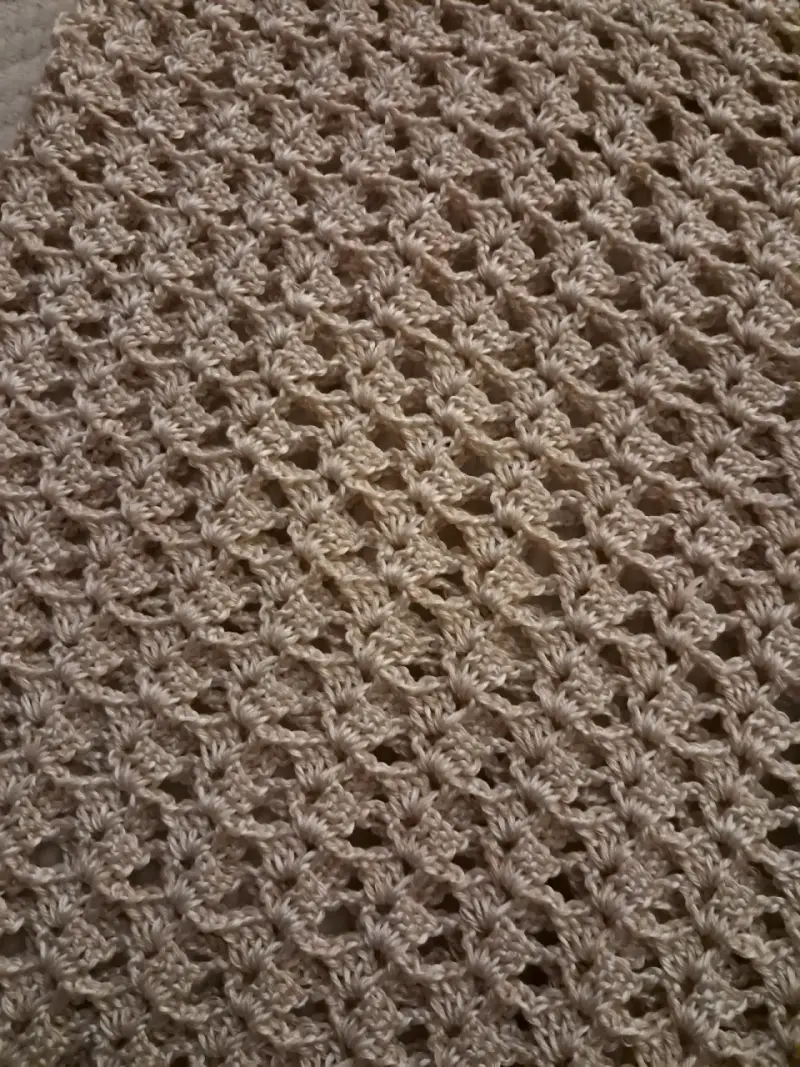 Polera larga tejido a crochet beige para mujer - 4