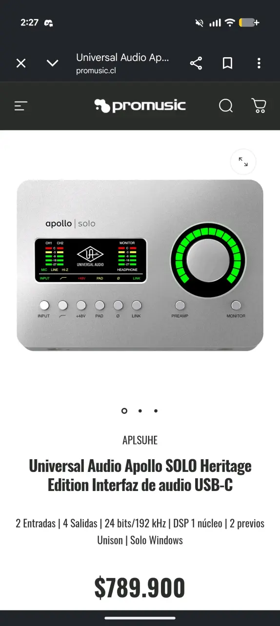 Interfaz de Audio Apollo Solo Thunderbolt 3 - 5