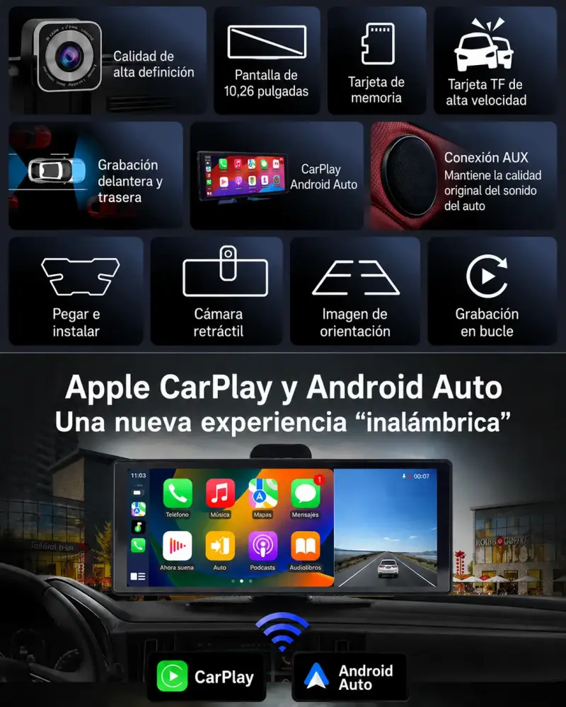 Pantalla 10,26” cámara frontal y reversa Carplay - 3