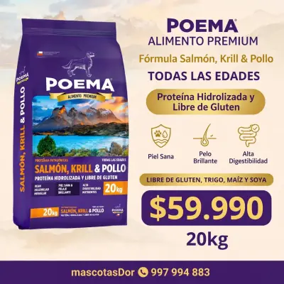 Alimento Premium Poema Salmón, Krill y Pollo 20kg - miniatura 1