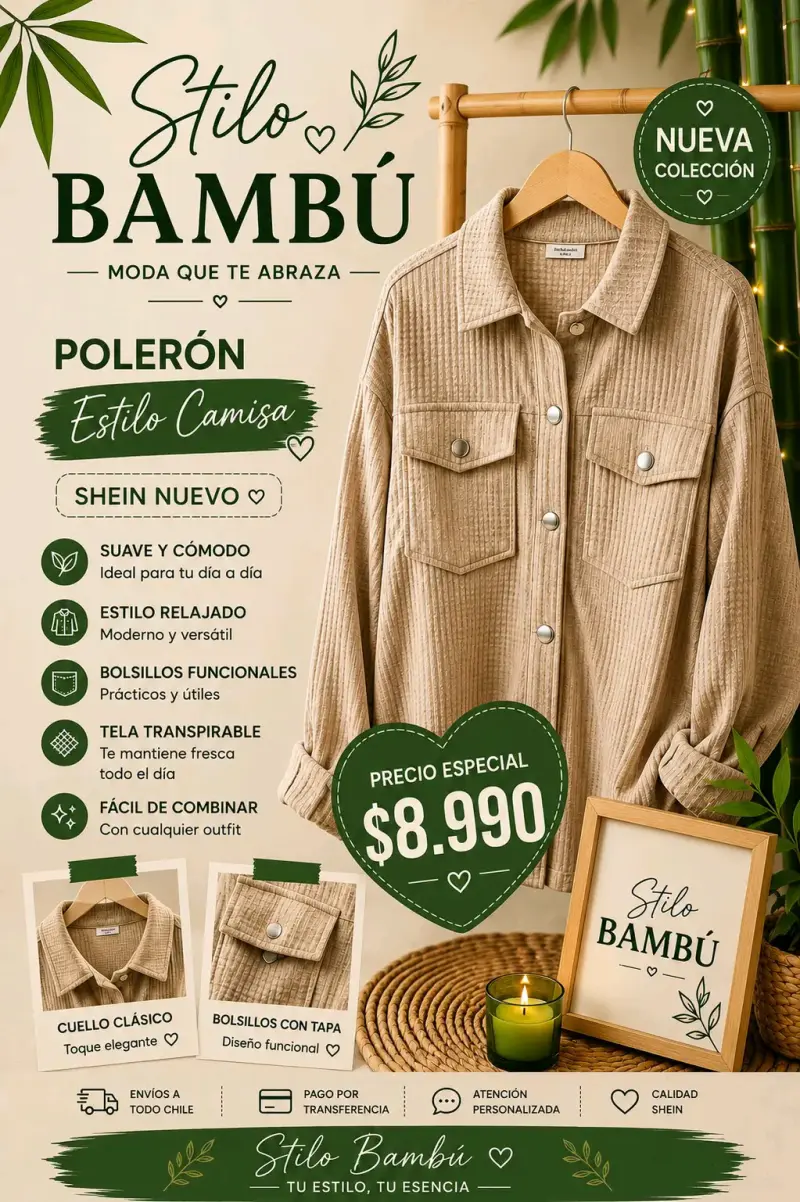 Polerón Estilo Camisa Stilo Bambú