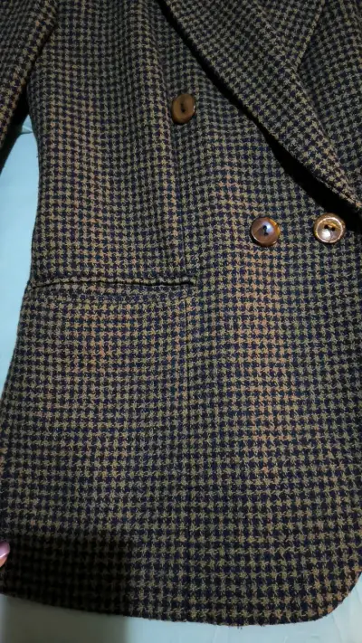 Blazer vintage de lana con diseño a cuadros - miniatura 3