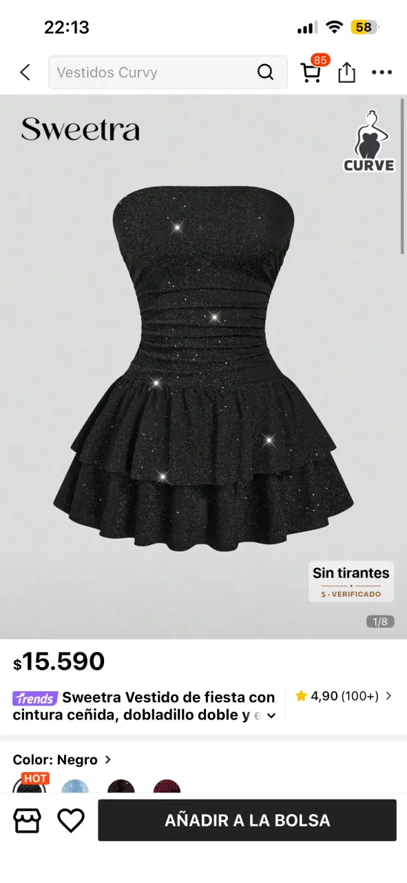 Vestido negro con brillo y volantes - 2