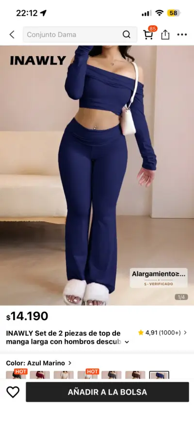 Conjunto azul de top y pantalón acampanado - miniatura 2