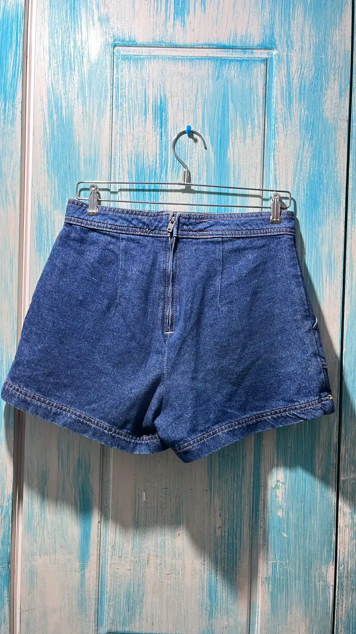 Falda short de mezclilla azul casual - 2