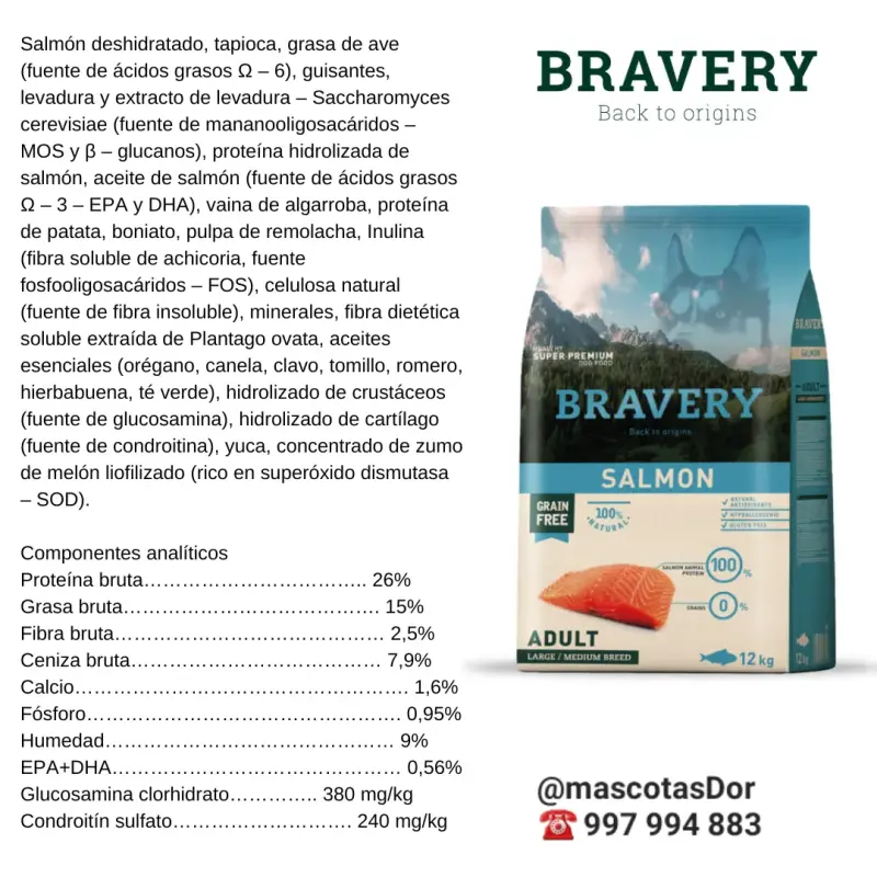Alimento para perros Bravery salmón 12kg - 2