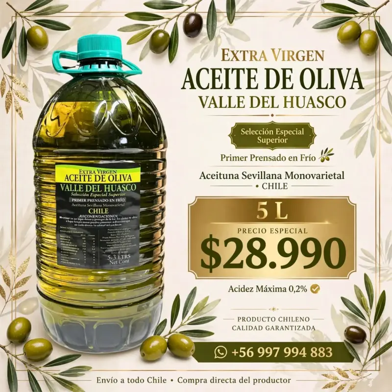 Aceite de Oliva Extra Virgen Valle del Huasco 5L