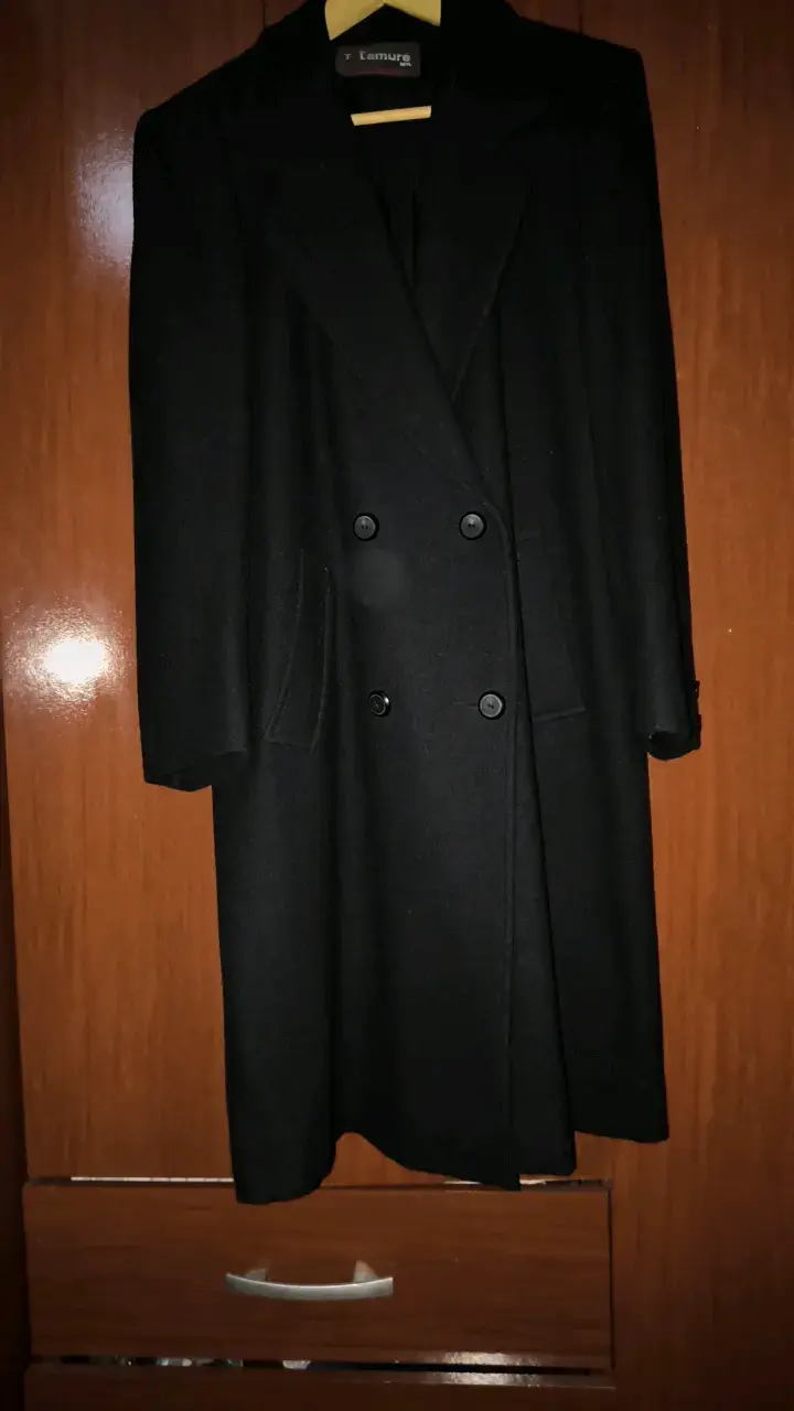 Abrigo negro de lana para mujer - 5