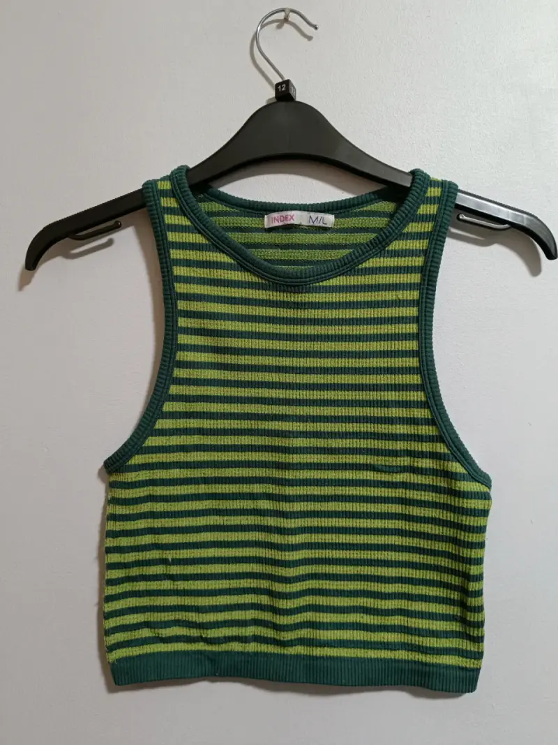 Top de rayas verde y negro para mujer - 1