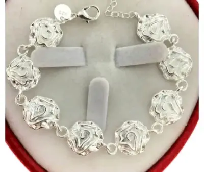 Pulsera de plata 925 con diseño floral - miniatura 1