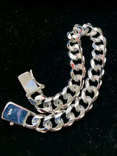 Pulsera de plata estilo cubano - miniatura 1