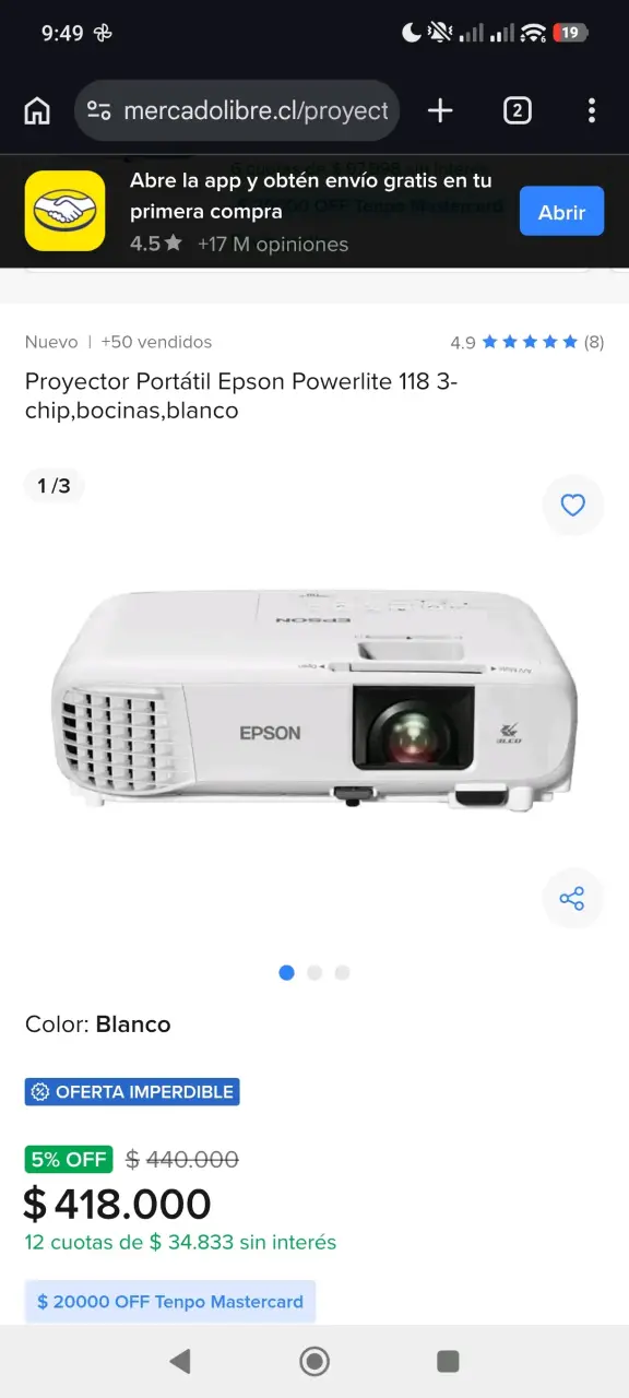 Proyector Epson PowerLite S27 en buen estado - 3