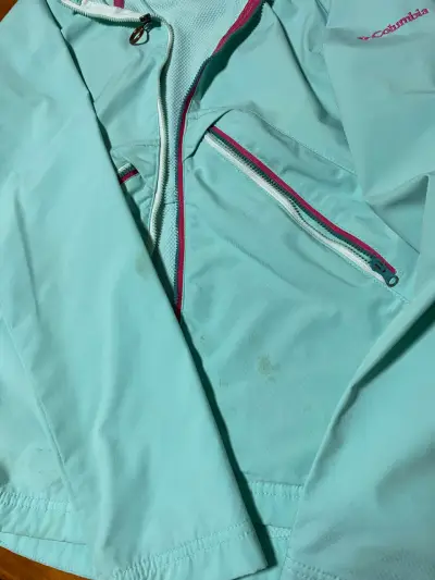 Chaqueta impermeable Columbia turquesa con capucha - miniatura 1