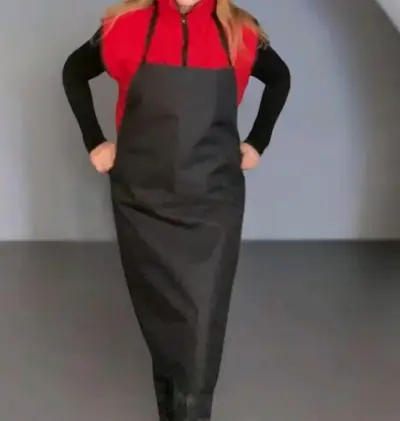 Pechera impermeable de lona negra para cocina y limpieza - miniatura 3