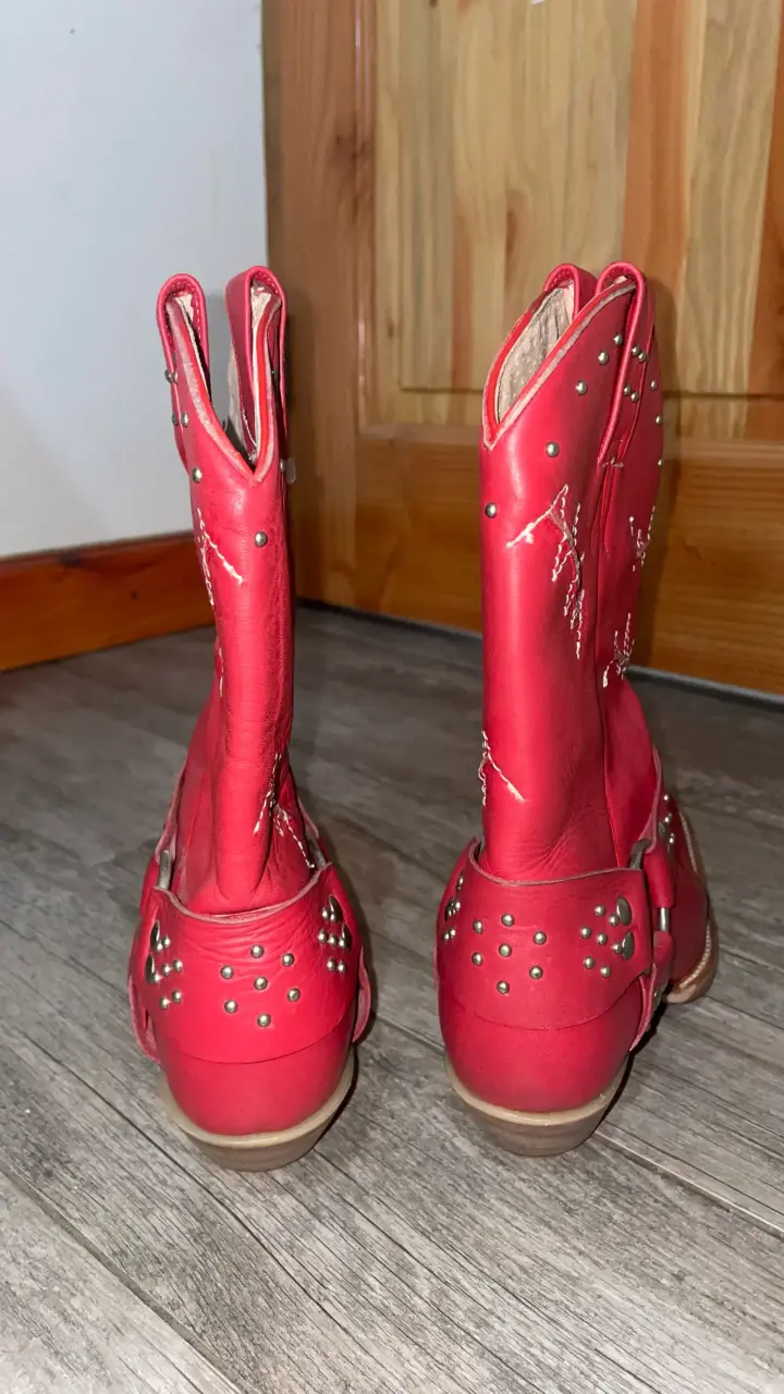 Botas vaqueras rojas de cuero - 2