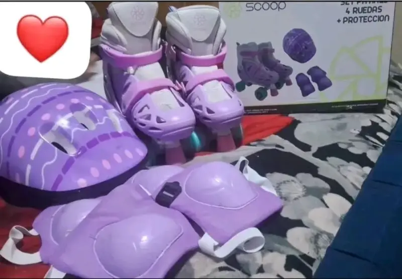 Set de patines y protección para niños color lila
