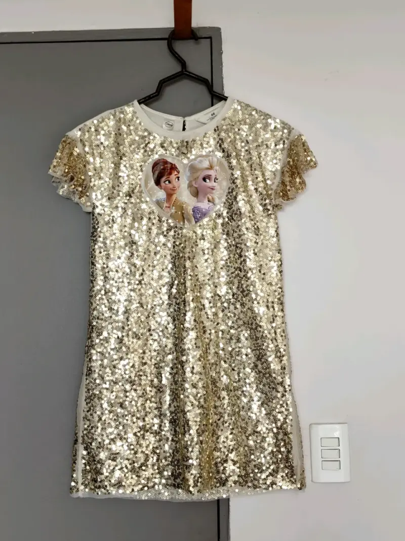 Vestido de lentejuelas doradas Frozen para niña - 1