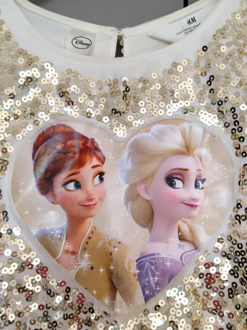 Vestido de lentejuelas doradas Frozen para niña - 4