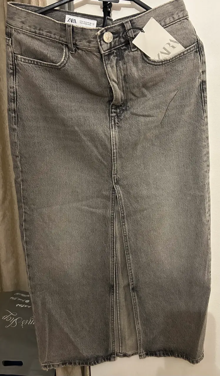 Falda denim gris Zara talla S - 2