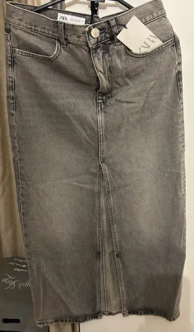 Falda denim gris Zara talla S - miniatura 2