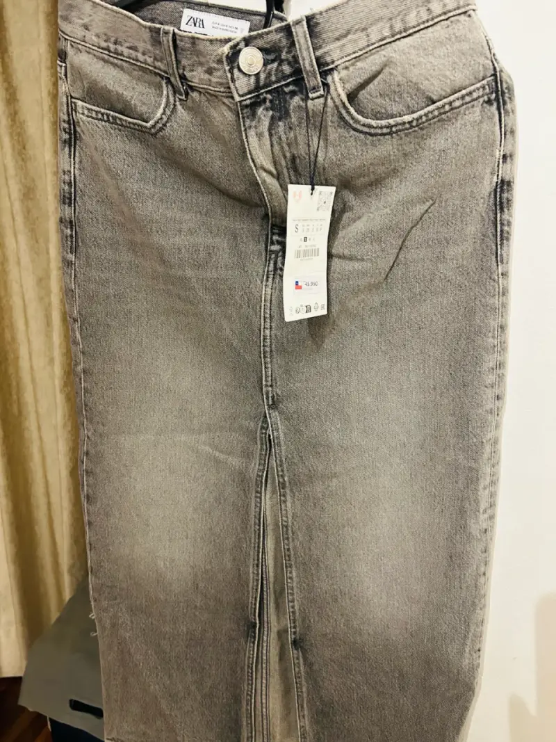 Falda denim gris Zara talla S - 3