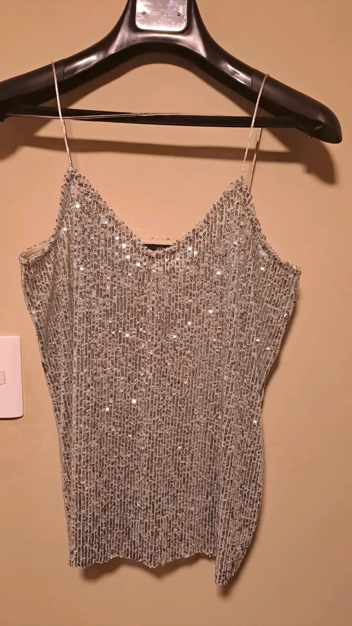 Top de lentejuelas plateado elegante
