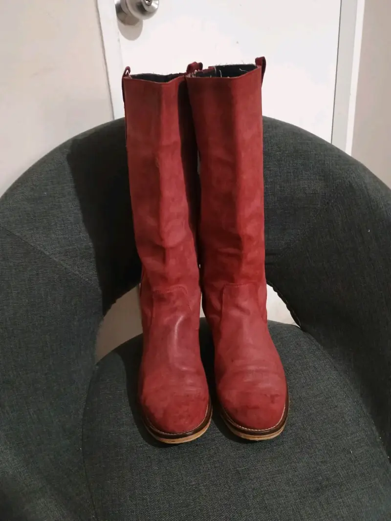 Botas de cuero rojas y cafés  para mujer - 2