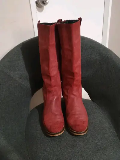Botas de cuero rojas y cafés  para mujer - miniatura 2