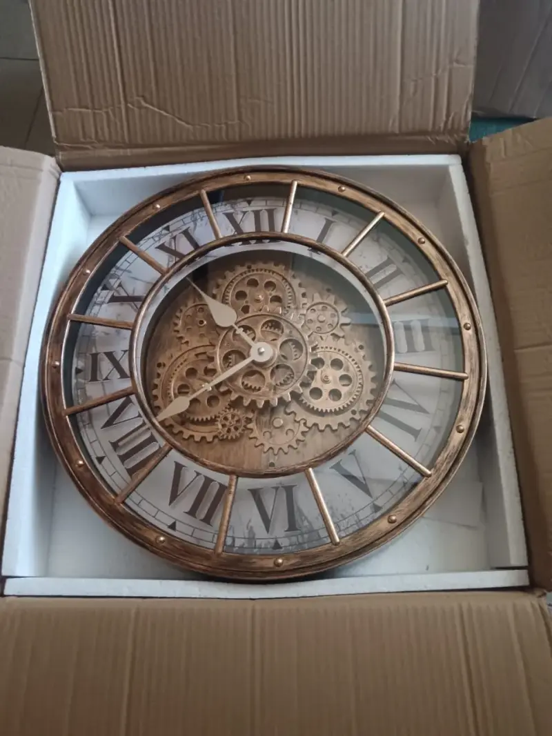 Reloj de Pared Grande Industrial con Engranajes - 1