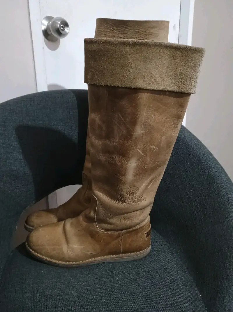 Botas de cuero rojas y cafés  para mujer - 4