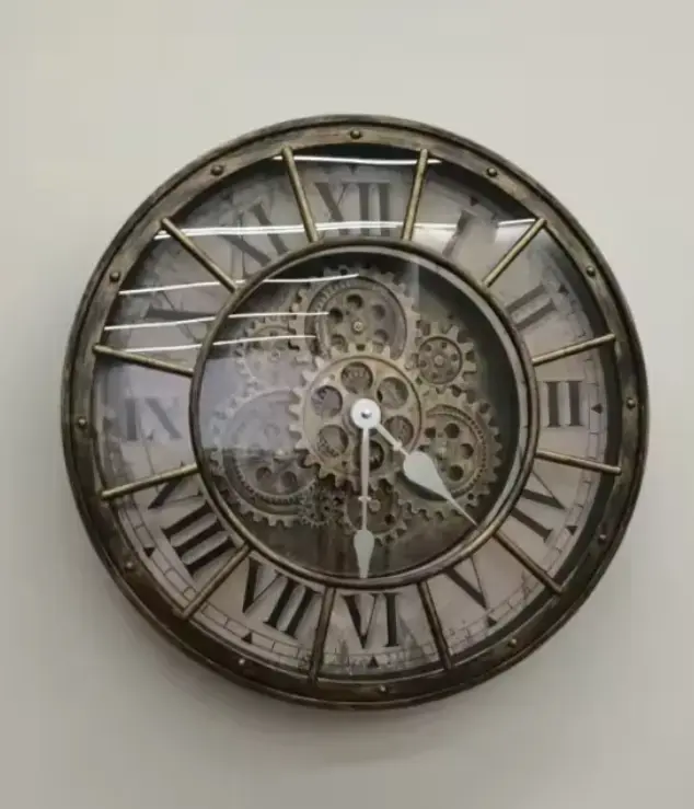 Reloj de Pared Grande Industrial con Engranajes - 3