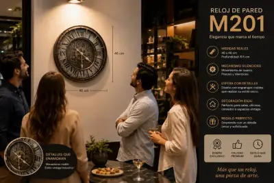 Reloj de Pared Grande Industrial con Engranajes - miniatura 4
