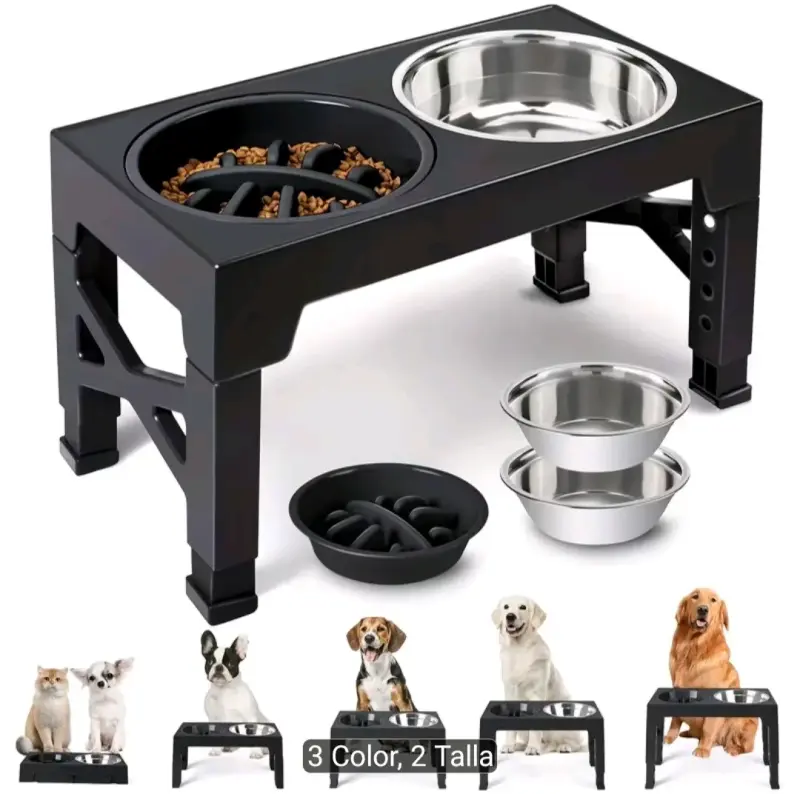Comedero elevado para mascotas con doble plato - 1