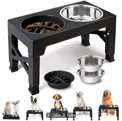 Comedero elevado para mascotas con doble plato - miniatura 1